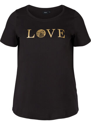 Short-sleeved t-shirt with print, Black w. Love, Packshot image number 0