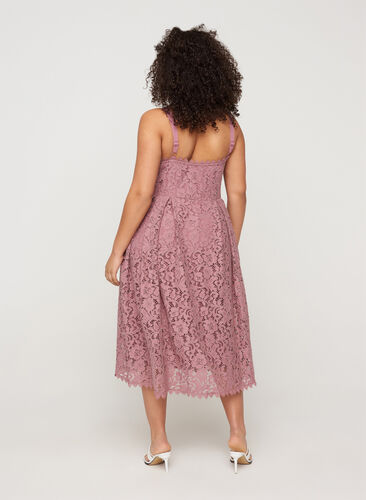 Sleeveless lace midi dress, DARK ROSE, Model image number 1