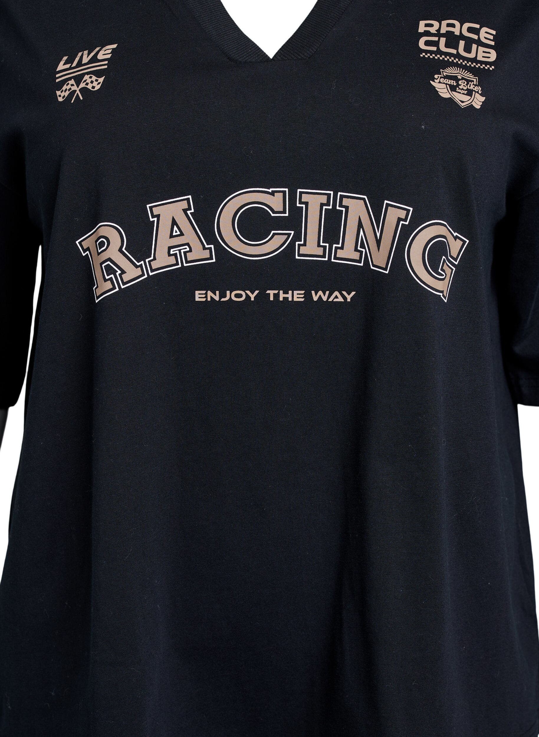 Zizzifashion Oversized T-shirt with Racing print, Black, Packshot image number 2
