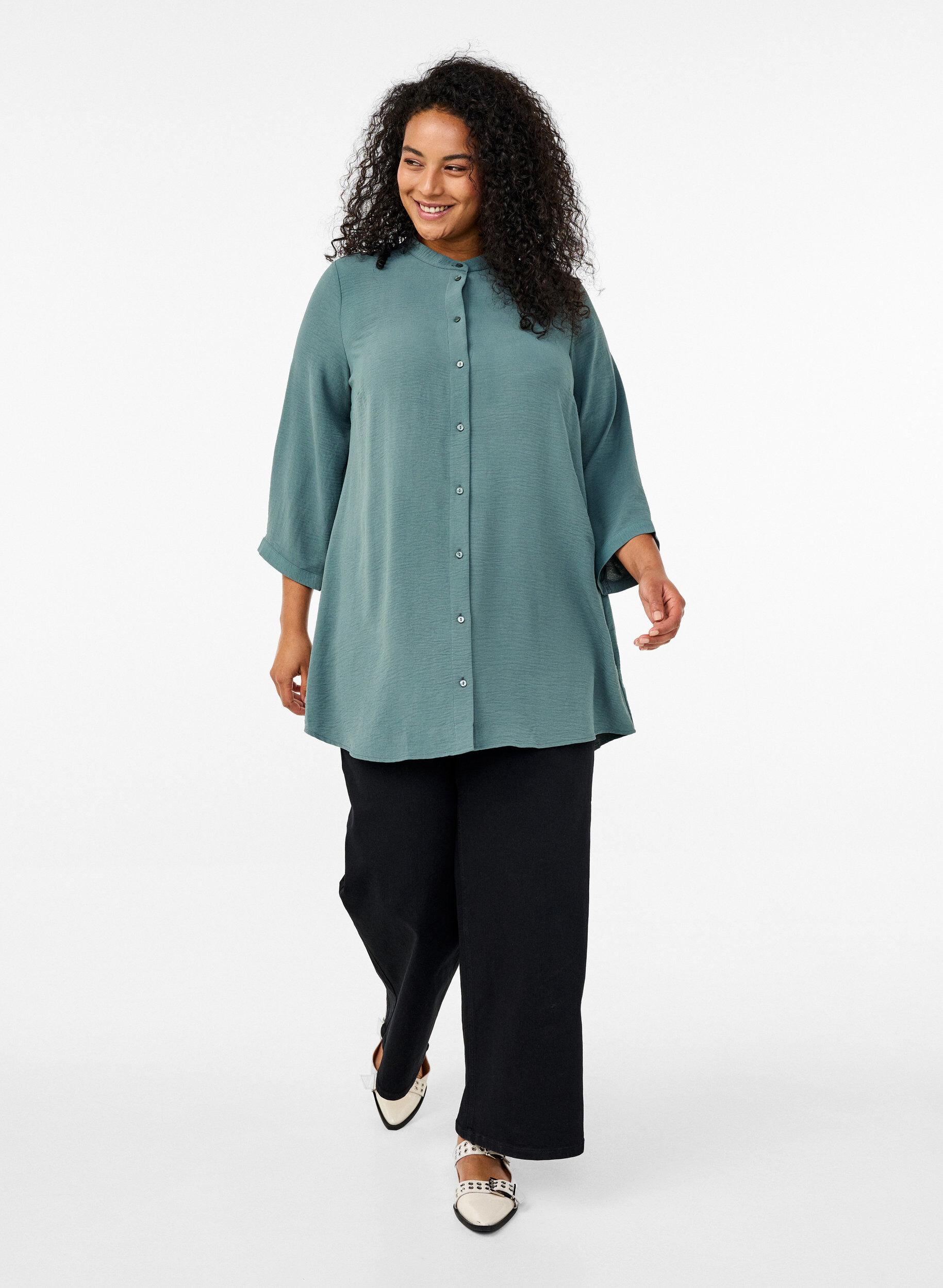 Zizzifashion Tunic with 3/4 sleeves, Green, Model image number 1