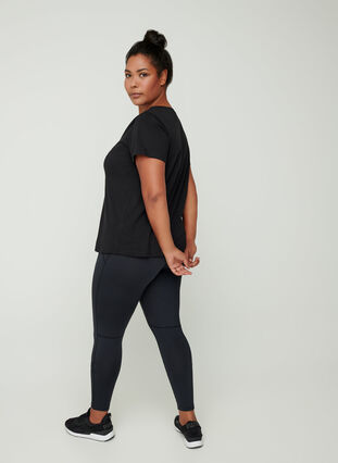 Cropped sports leggings, Black, Model image number 0