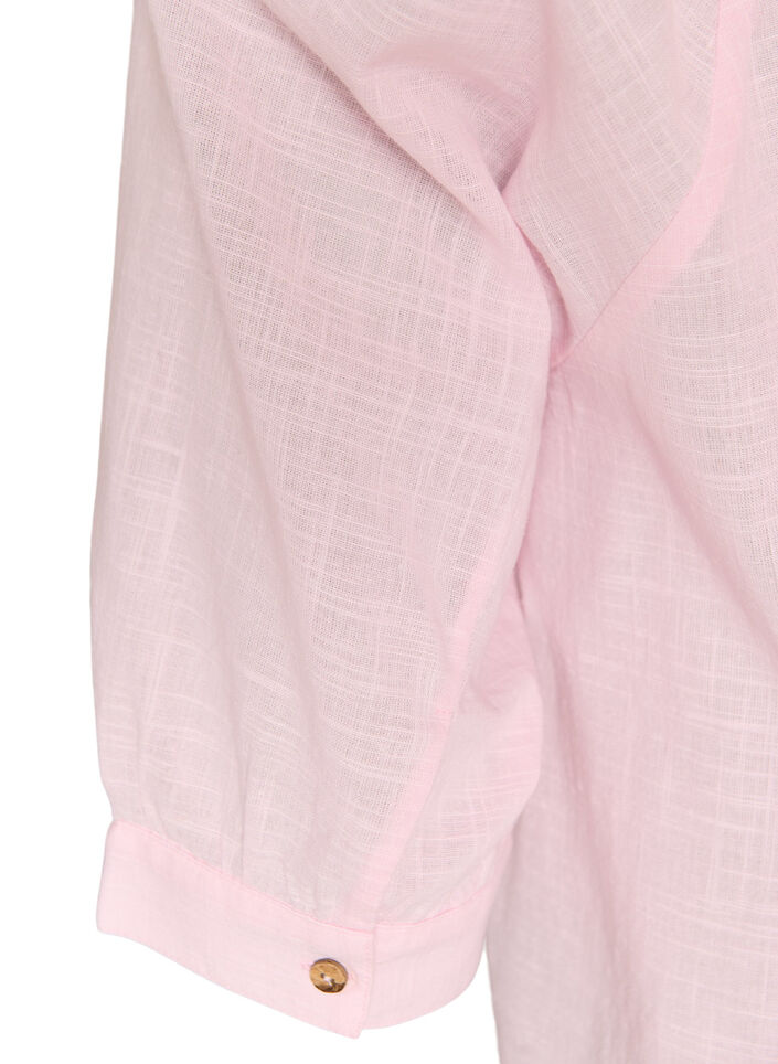 Cotton tunic with a V-neck, Rose, Packshot image number 3