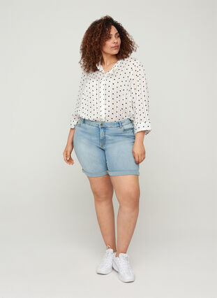 Printed shirt with 3/4 sleeves, Snow White Dot, Model image number 2