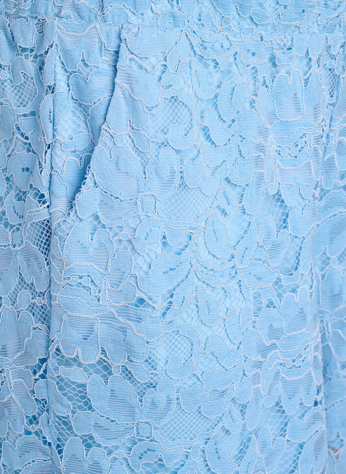 Lace shorts with high waist and pockets, Blue, Packshot image number 2