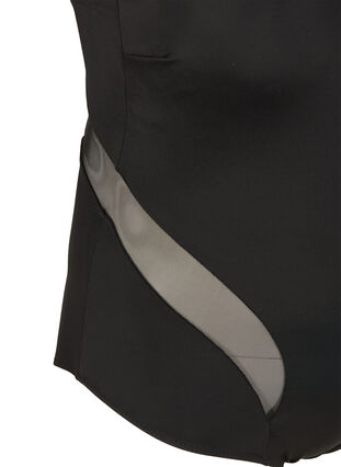 Swimsuit with round neck and mesh, Black, Packshot image number 2
