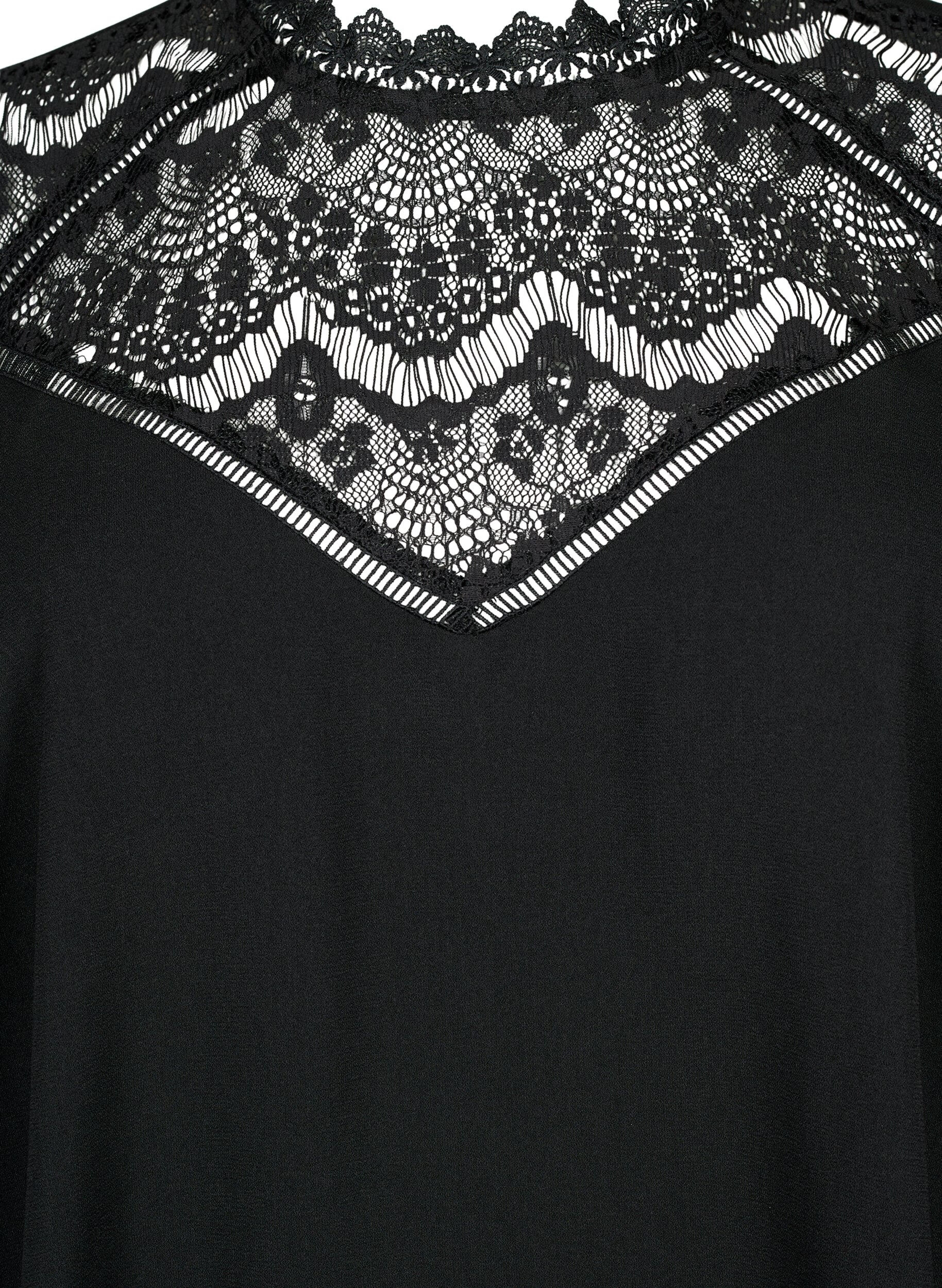 Zizzifashion Long sleeve blouse with lace, Black, Packshot image number 2