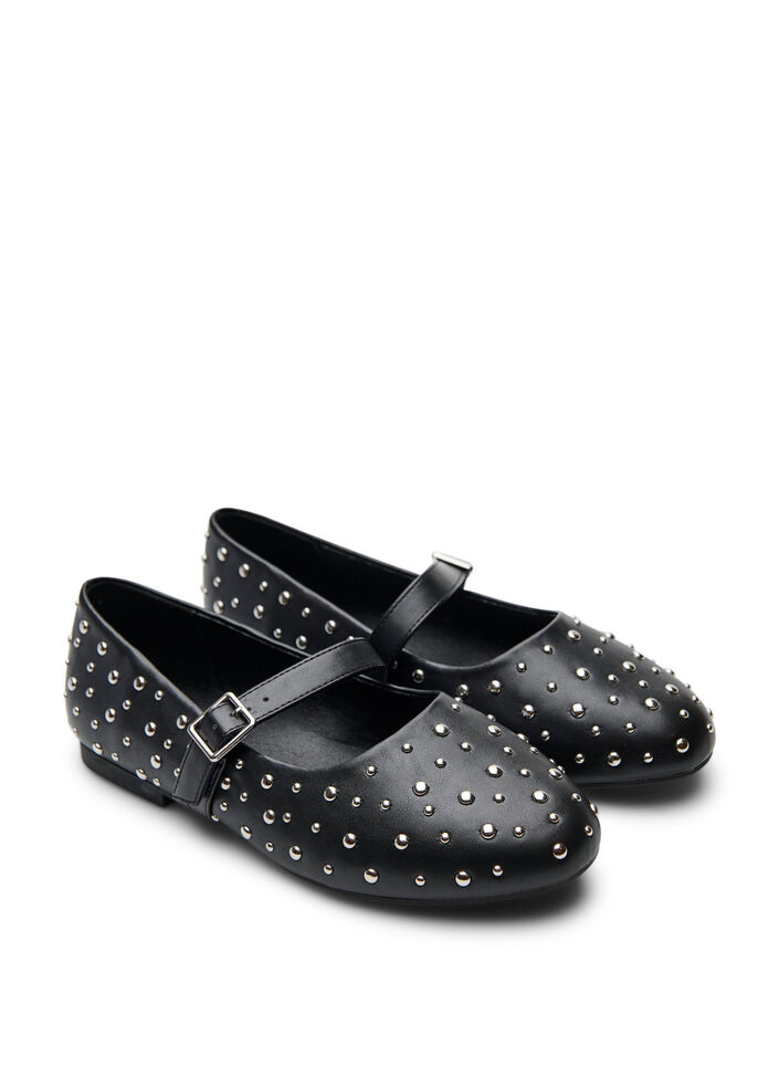 Ballerina with studs, Black, Packshot