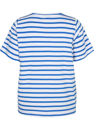 Striped cotton t-shirt, Blue Stripes, Packshot image number 1