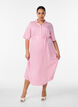 Ankle-length shirt dress with tie belt and stripes, Pink, Model image number 0