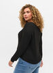 Ribbed cardigan with tie-string, Black, Model image number 1