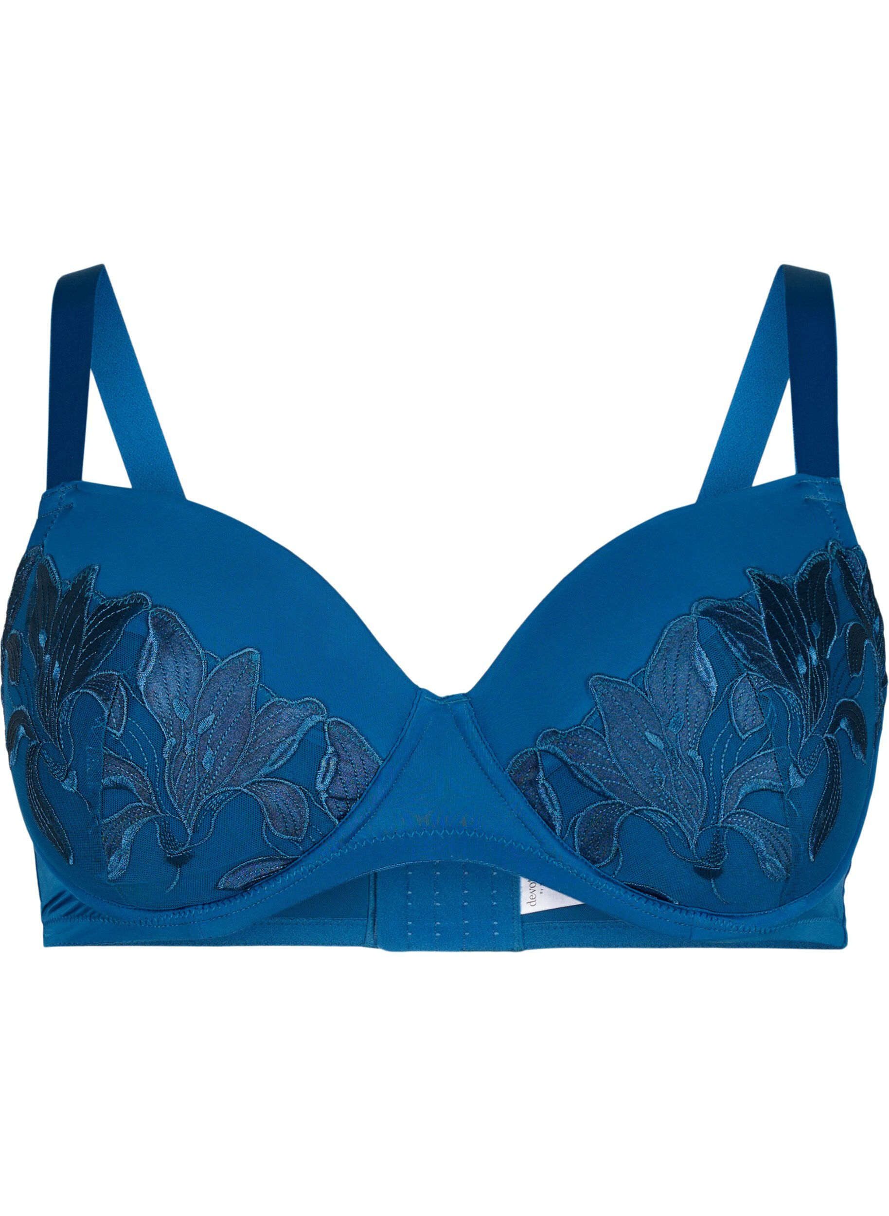 Zizzifashion Padded underwire bra with lace, Blue, Packshot image number 0