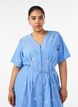 Cotton shirt dress with embroidered flowers, Light Blue, Model image number 2