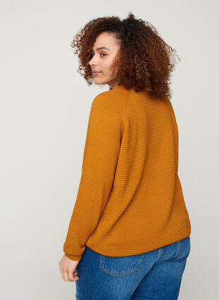 Knitted blouse with a round neckline, Buckthorn Brown, Model image number 1