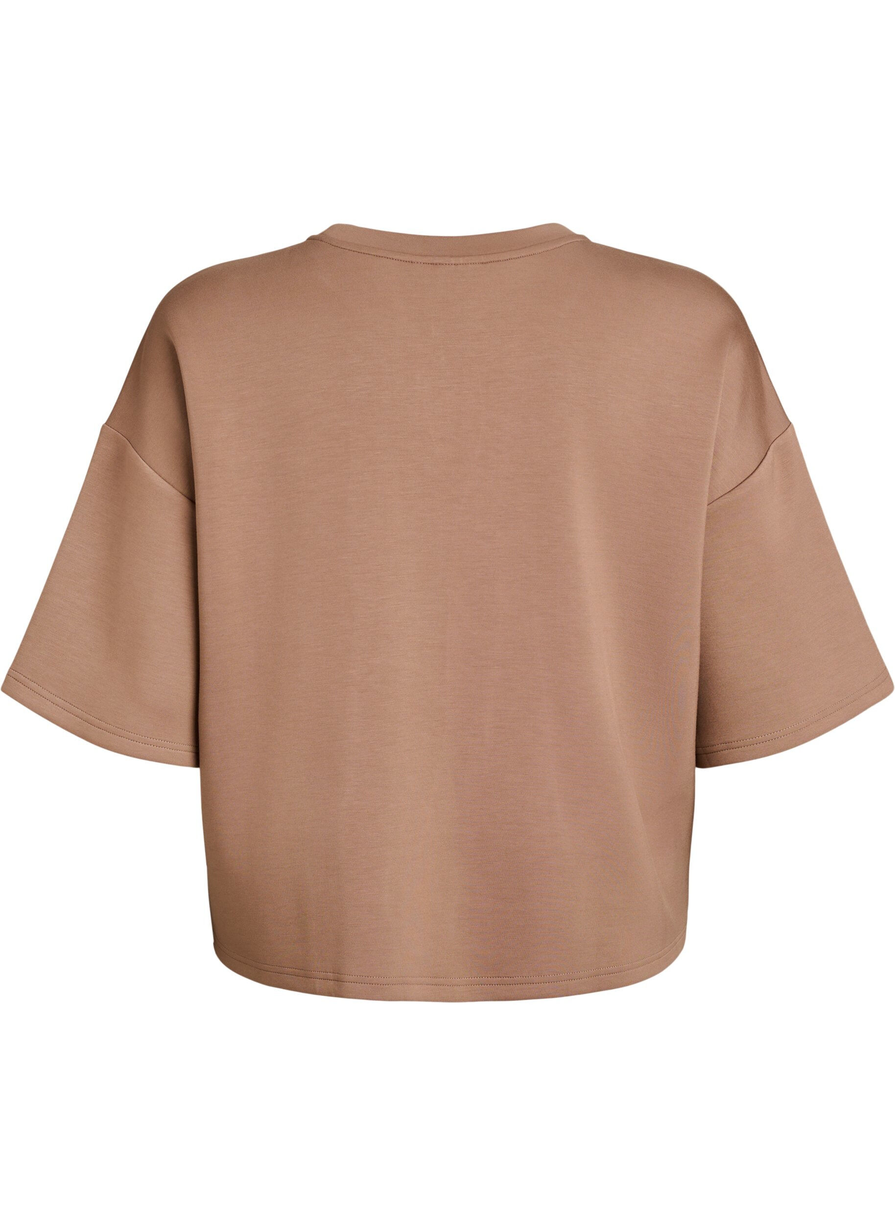 Zizzifashion Short loose-fit t-shirt in a modal blend, Brown, Packshot image number 1