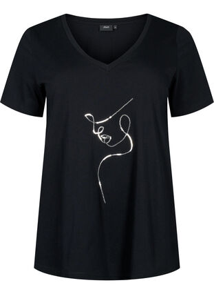 Cotton t-shirt with sequins, Black W. Face, Packshot image number 0