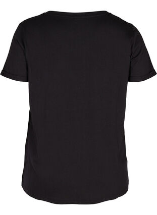 Cotton exercise t-shirt with print, Black Keep, Packshot image number 1