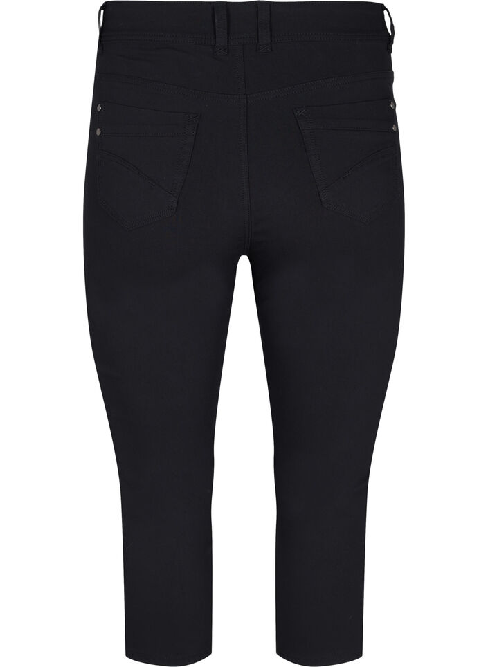 Close-fitting capri trousers in viscose mix, Black, Packshot image number 1