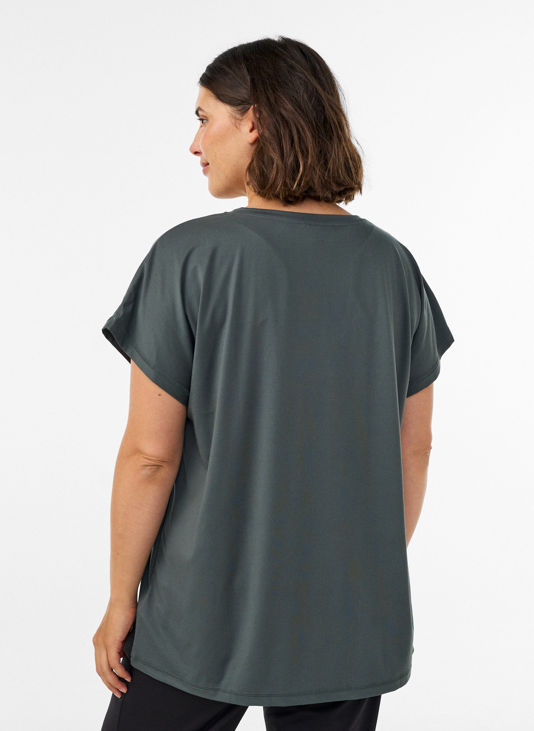 ZizzifashionLoose training t-shirt with V-neck, Green, Model image number 2