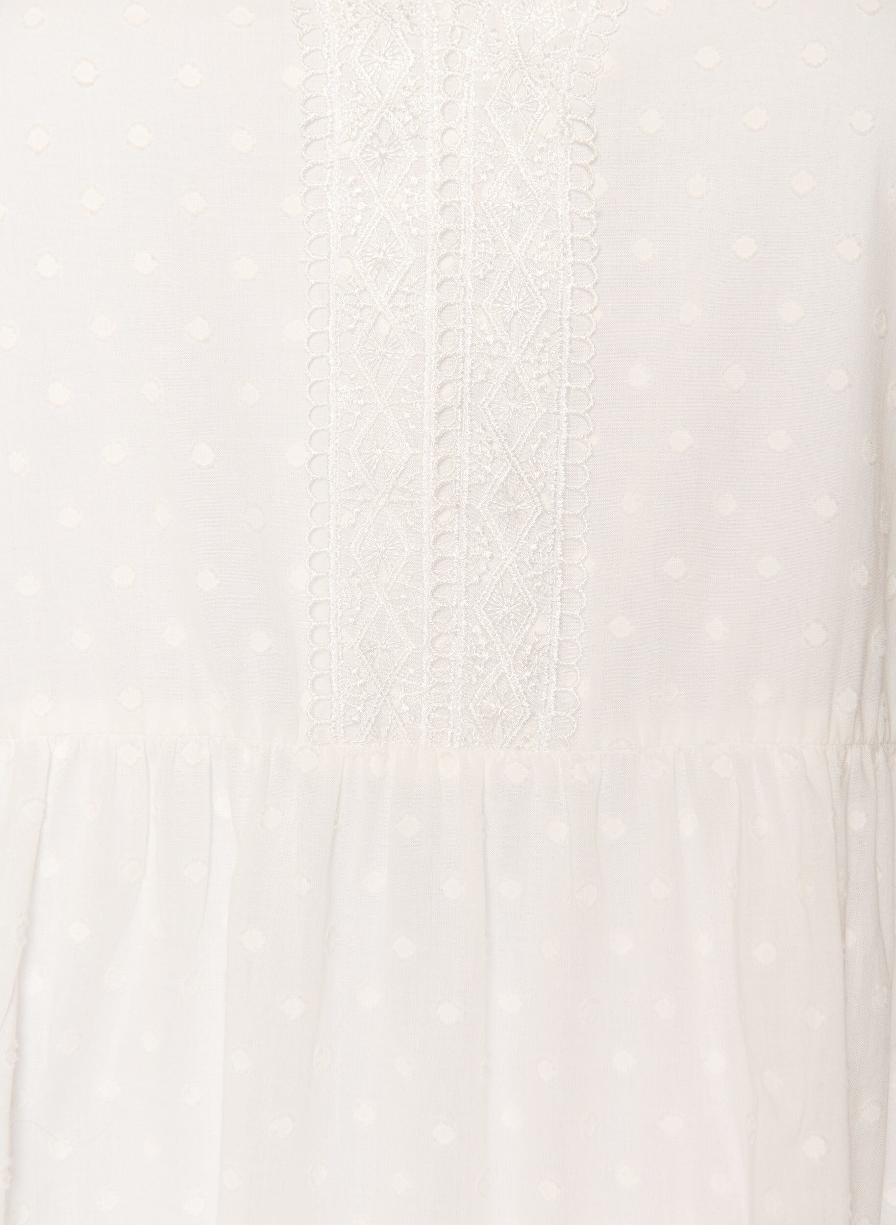 Zizzifashion Textured cotton midi dress with crochet details, White, Packshot image number 2