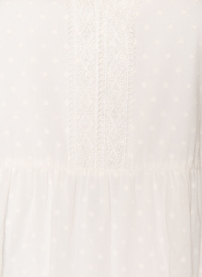 Textured cotton midi dress with crochet details, White, Packshot image number 2