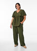 High-waisted viscose trousers with pockets, Green, Model image number 0