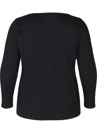 Blouse with 7/8 sleeves and buttons, Black, Packshot image number 1