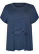 Striped T-shirt in viscose with a round neck, Blue, Packshot image number 0