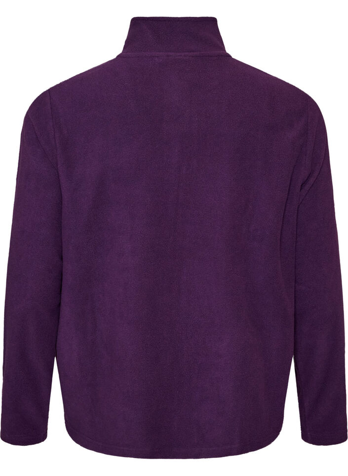 Fleece top with zipper and high collar, Purple, Packshot image number 1