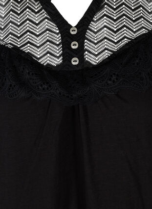 Blouse in organic cotton with lace, Black, Packshot image number 2