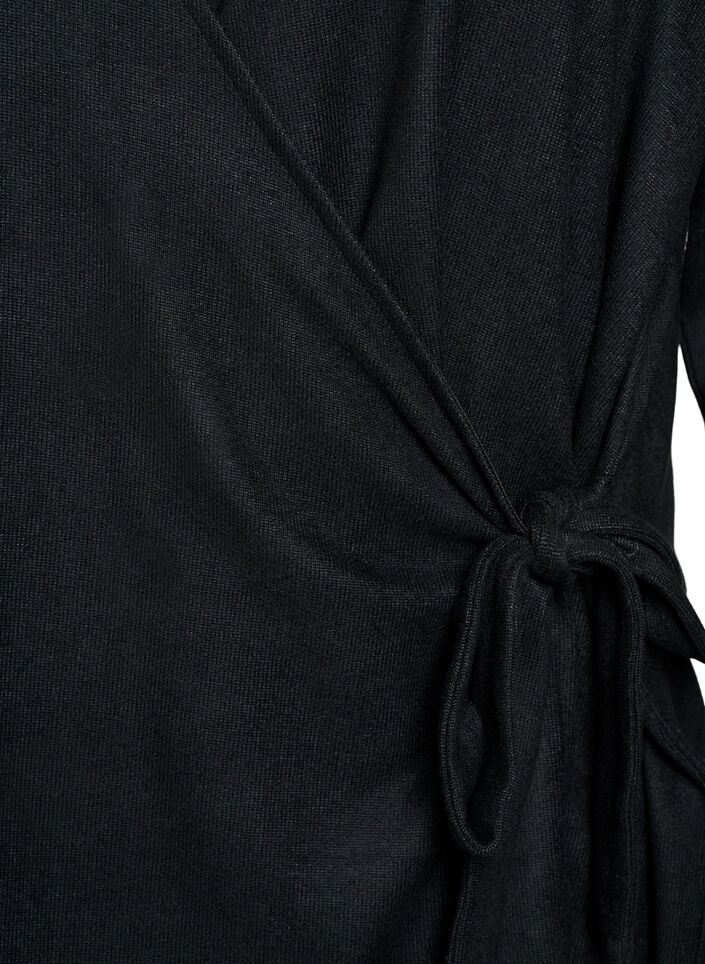 Jersey wrap blouse with a tie-fastening, Black, Packshot image number 2