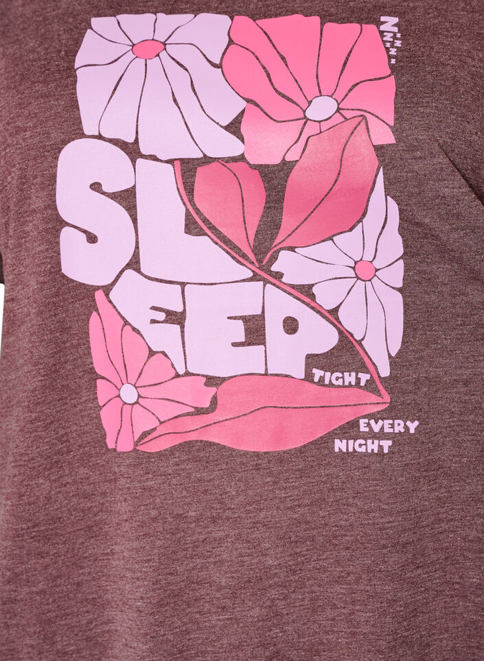 Short sleeve nightgown with text print, Dark Bordeaux, Packshot image number 2