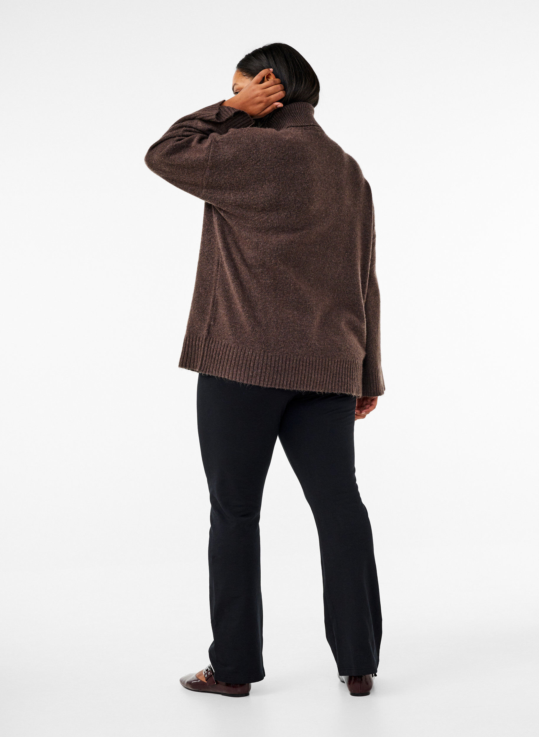 ZizzifashionFlared jersey trousers, Black, Model image number 1