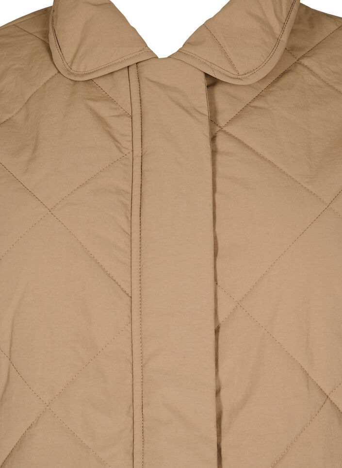 Quilted jacket with collar and pockets, Brown, Packshot image number 2