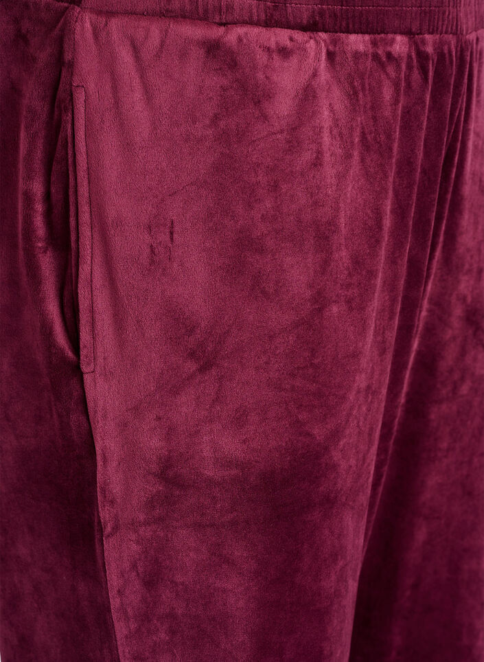 Loose velvet trousers, Dark Bordeaux, Packshot image number 2