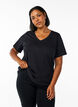 Basic V-neck T-shirt in organic cotton, Black, Model image number 0