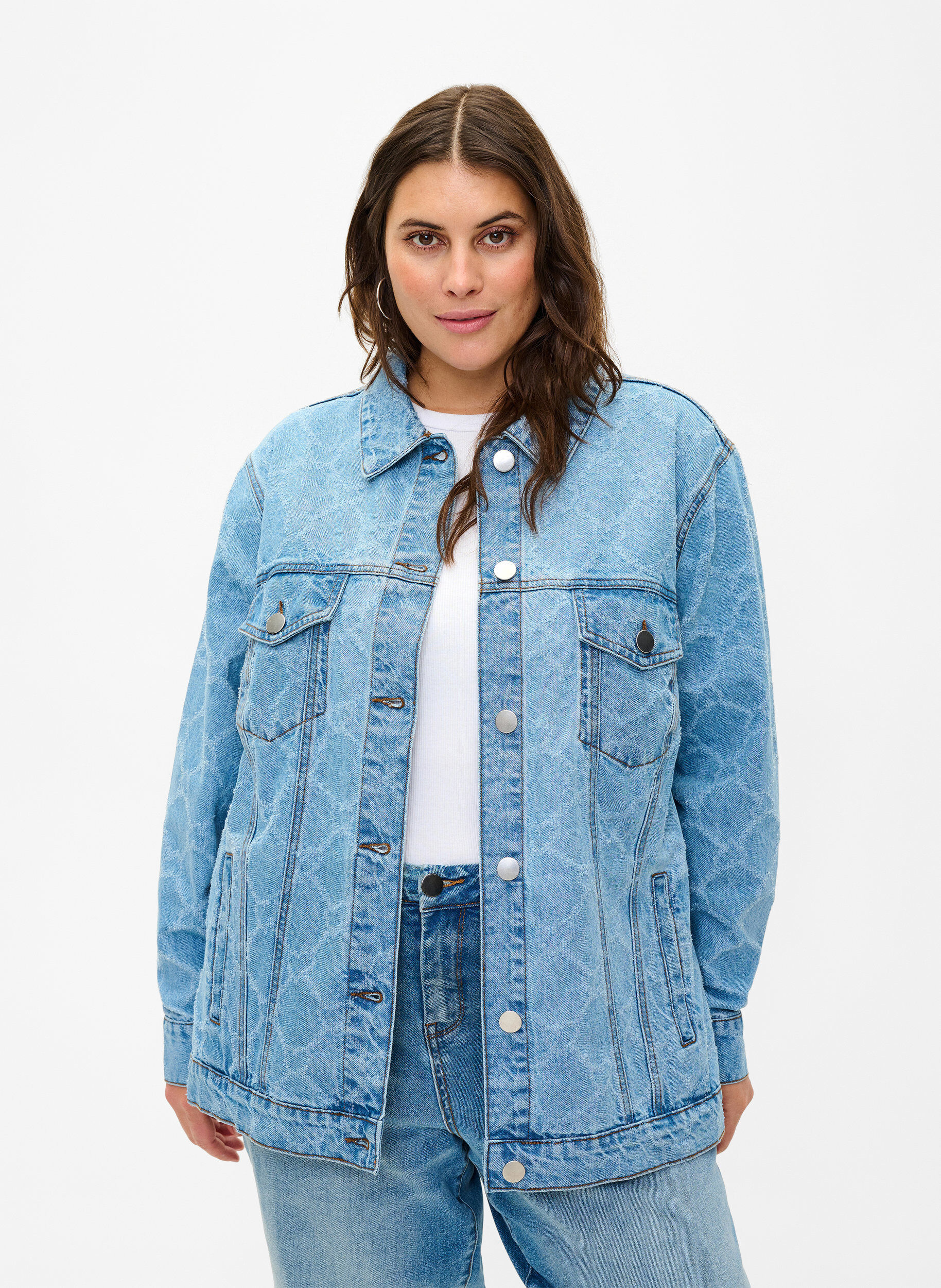 Zizzifashion Denim jacket with destroy pattern, Blue denim, Model image number 0