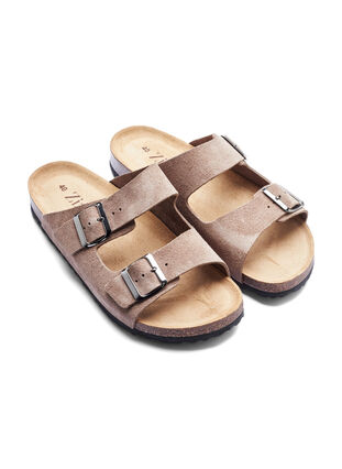 Suede sandals with wide fit, Taupe, Packshot image number 3