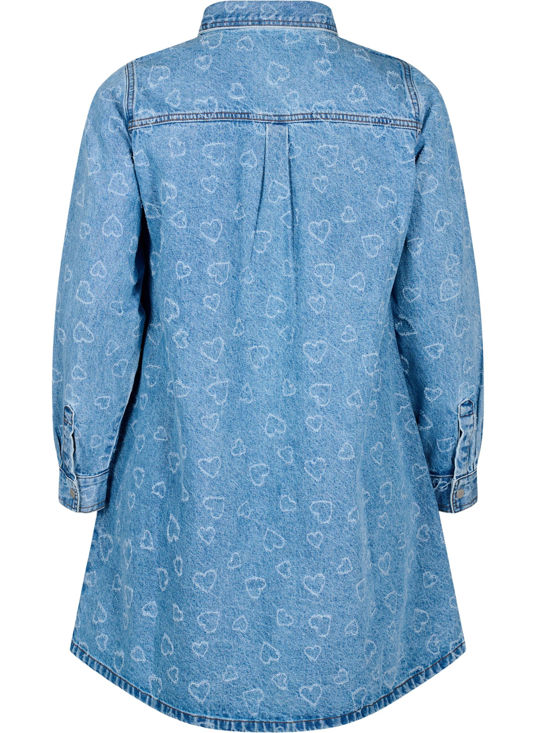 Zizzifashion Denim dress with heart pattern, Blue, Packshot image number 1