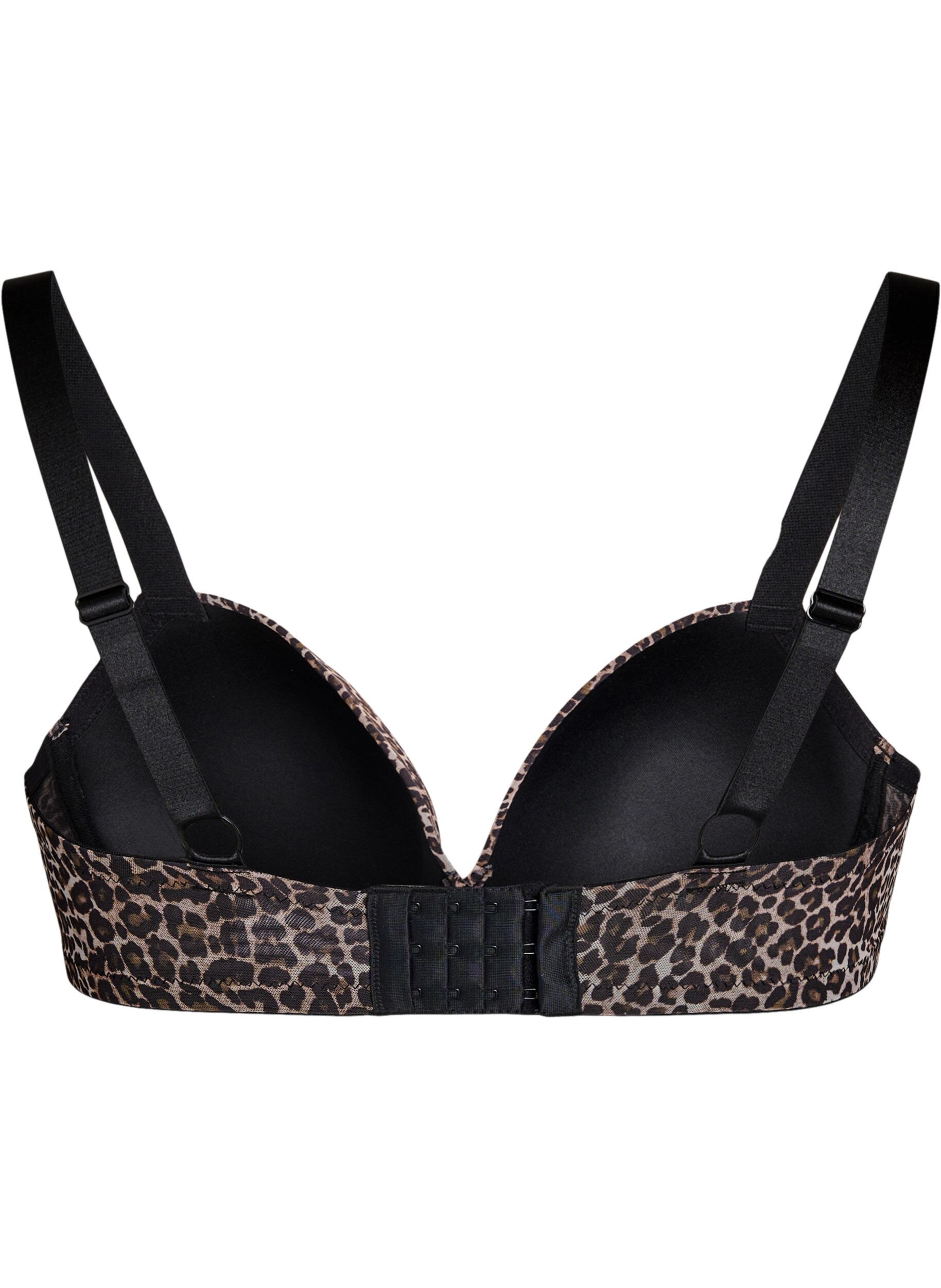 Zizzifashion Moulded bra with leopard patterned mesh, Brown, Packshot image number 1