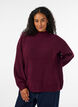 Ribbed jumper with puff sleeves and buttons, Dark Bordeaux, Model image number 0