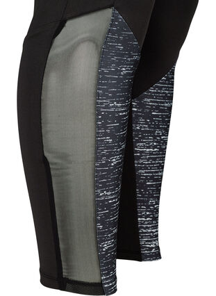 Cropped exercise tights with print and mesh, Black, Packshot image number 3