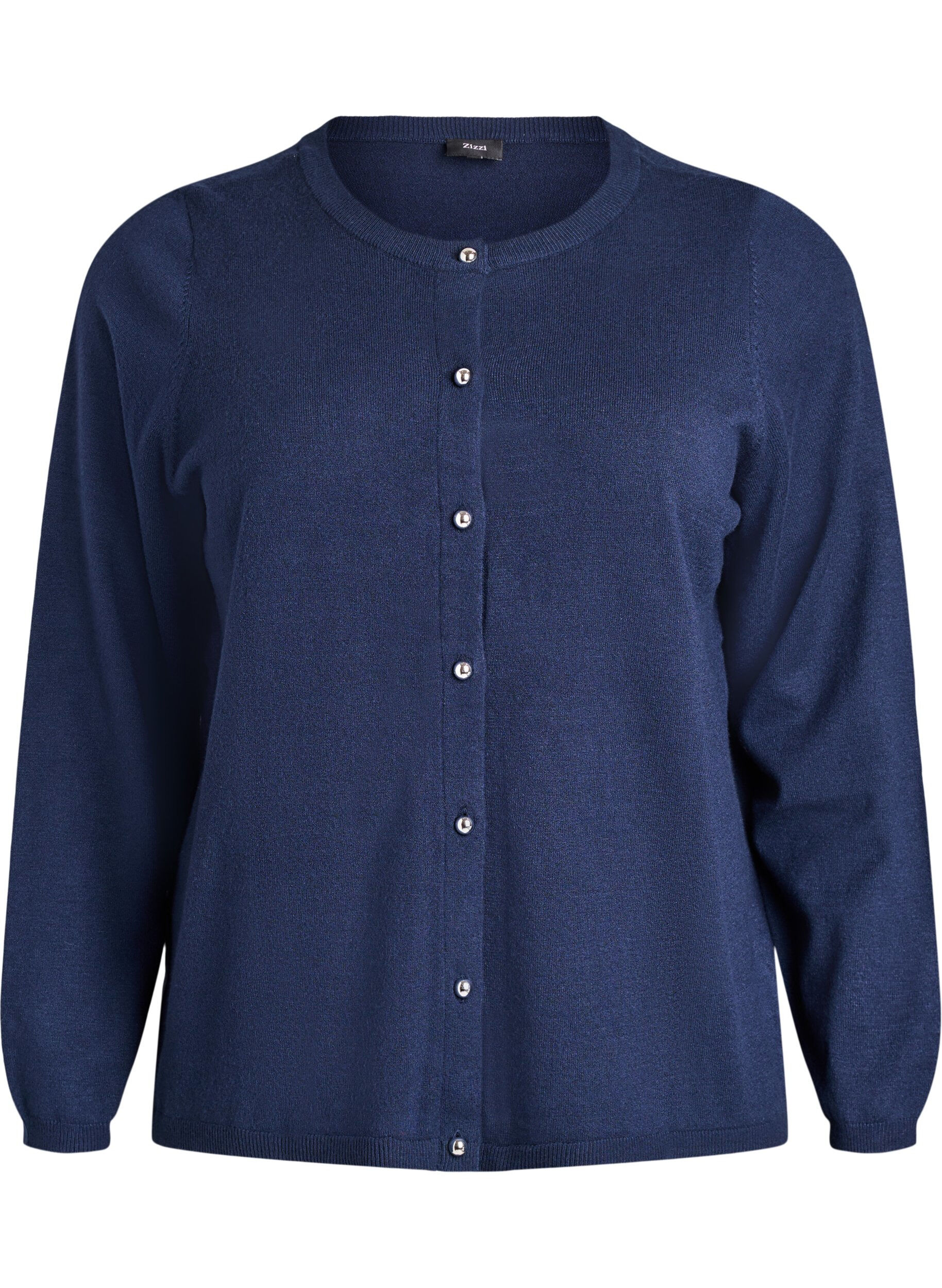 ZizzifashionCardigan with round buttons, Blue, Packshot image number 0