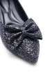 Wide fit - Glitter pump with bow, Black, Packshot image number 3