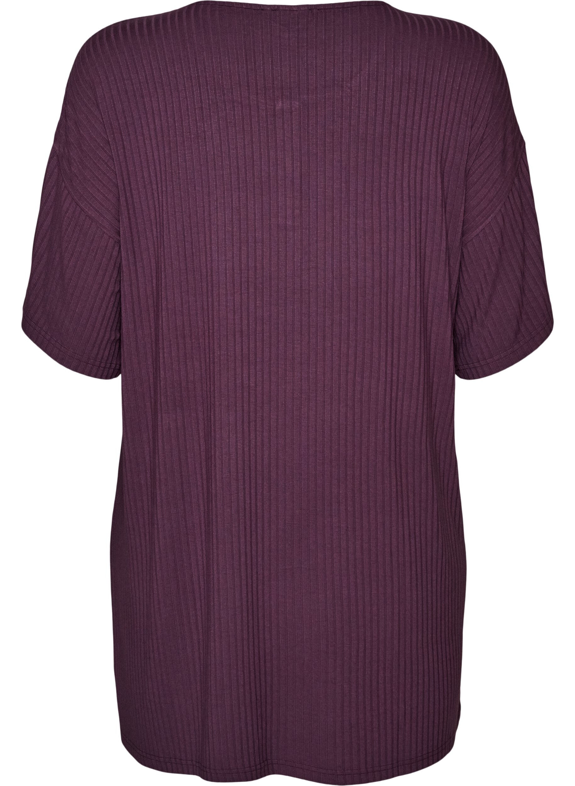 ZizzifashionNightgown in viscose jersey with a ribbed texture, Purple, Packshot image number 1