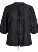 Blouse with pinstripes and tie strings, Black, Packshot image number 0