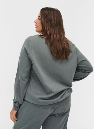 Mottled sweatshirt in a cotton blend, Balsam Green Mel, Model image number 1