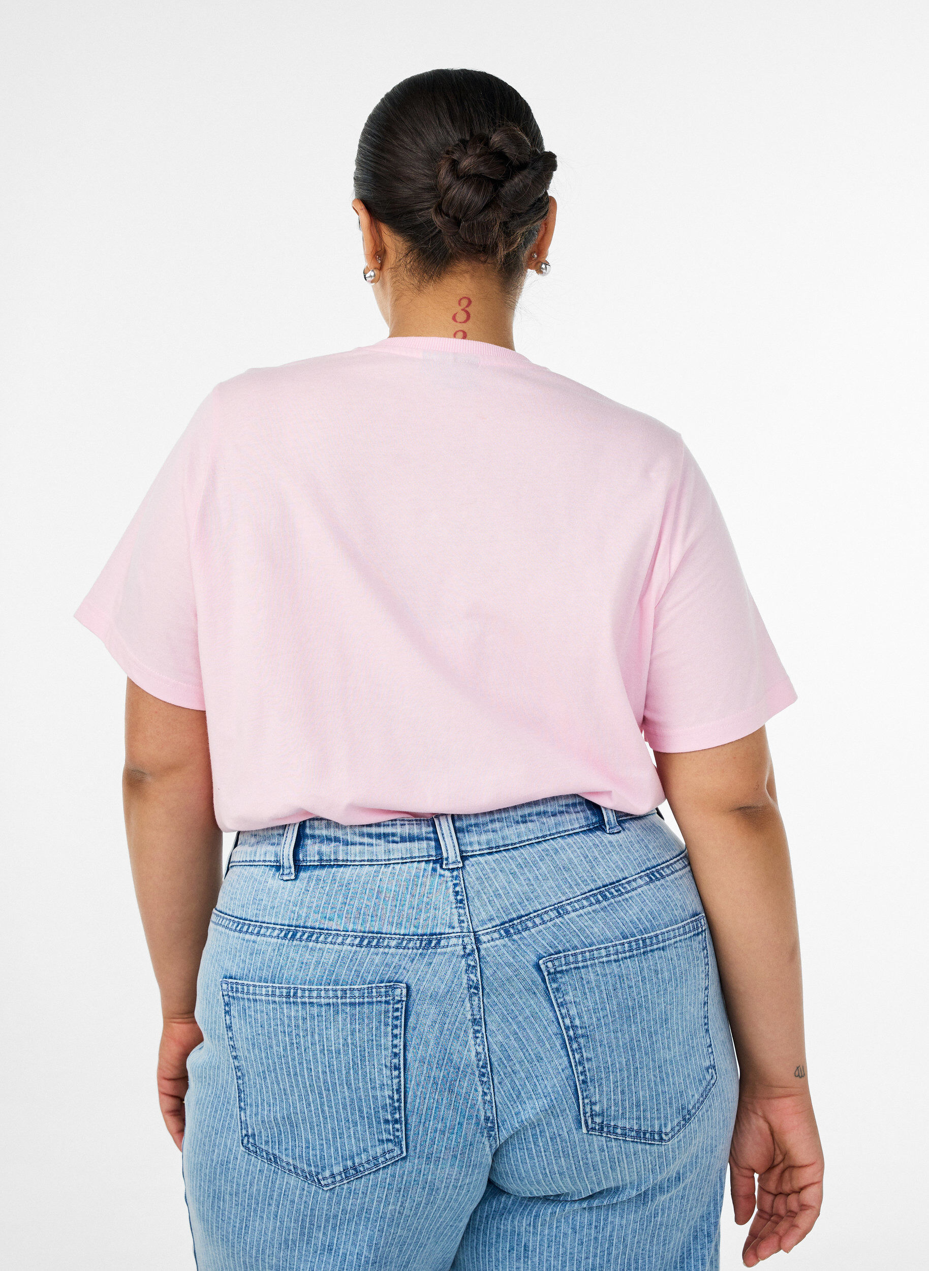 ZizzifashionOrganic cotton T-shirt with front print, Rose, Model image number 2