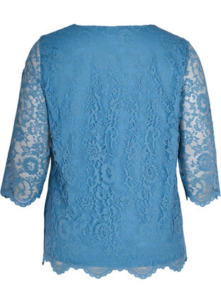 Lace blouse with 3/4 sleeves., Captains Blue, Packshot image number 1
