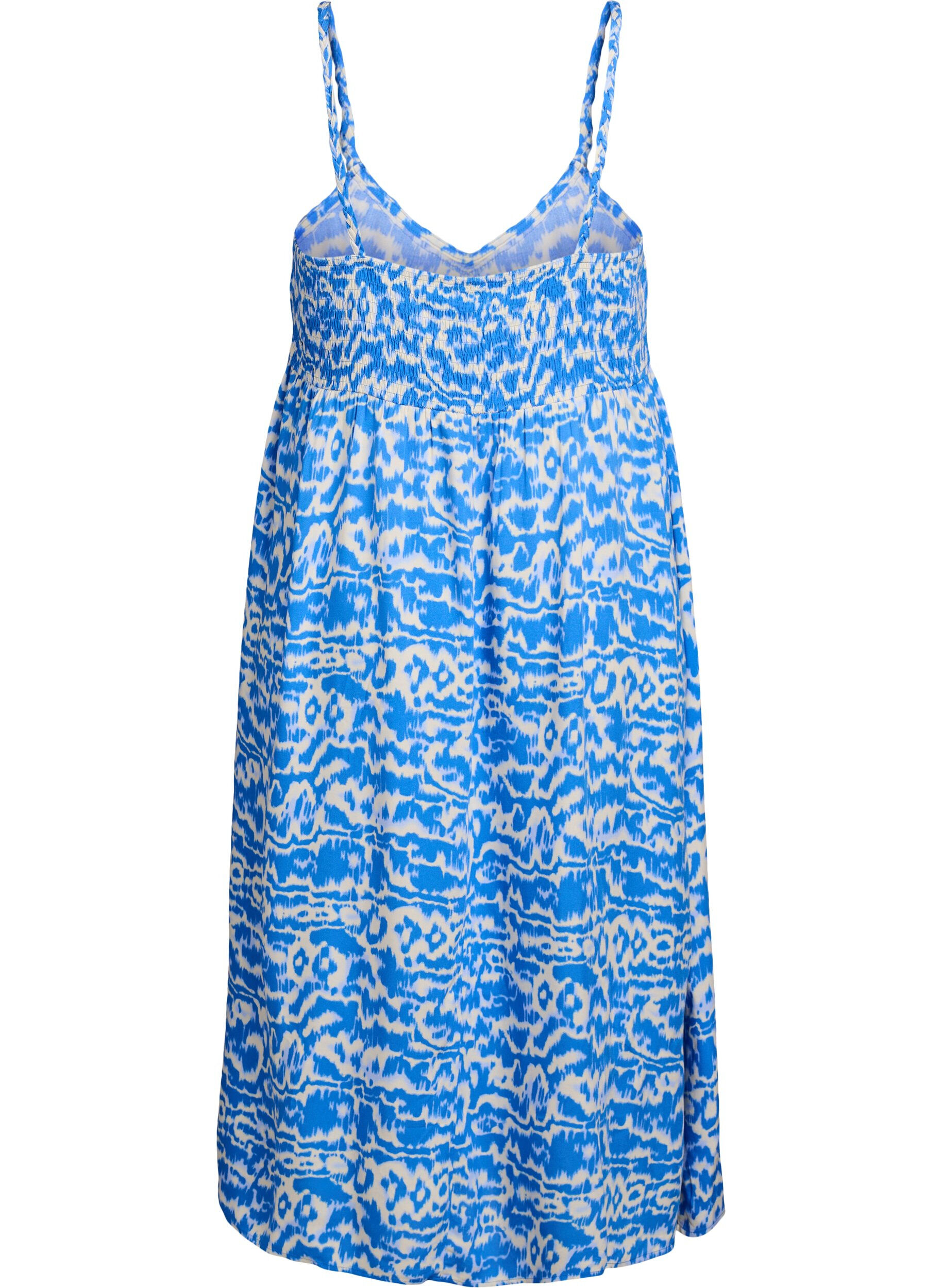 Zizzifashion Midi strap dress with a smocked back, Blue, Packshot image number 1
