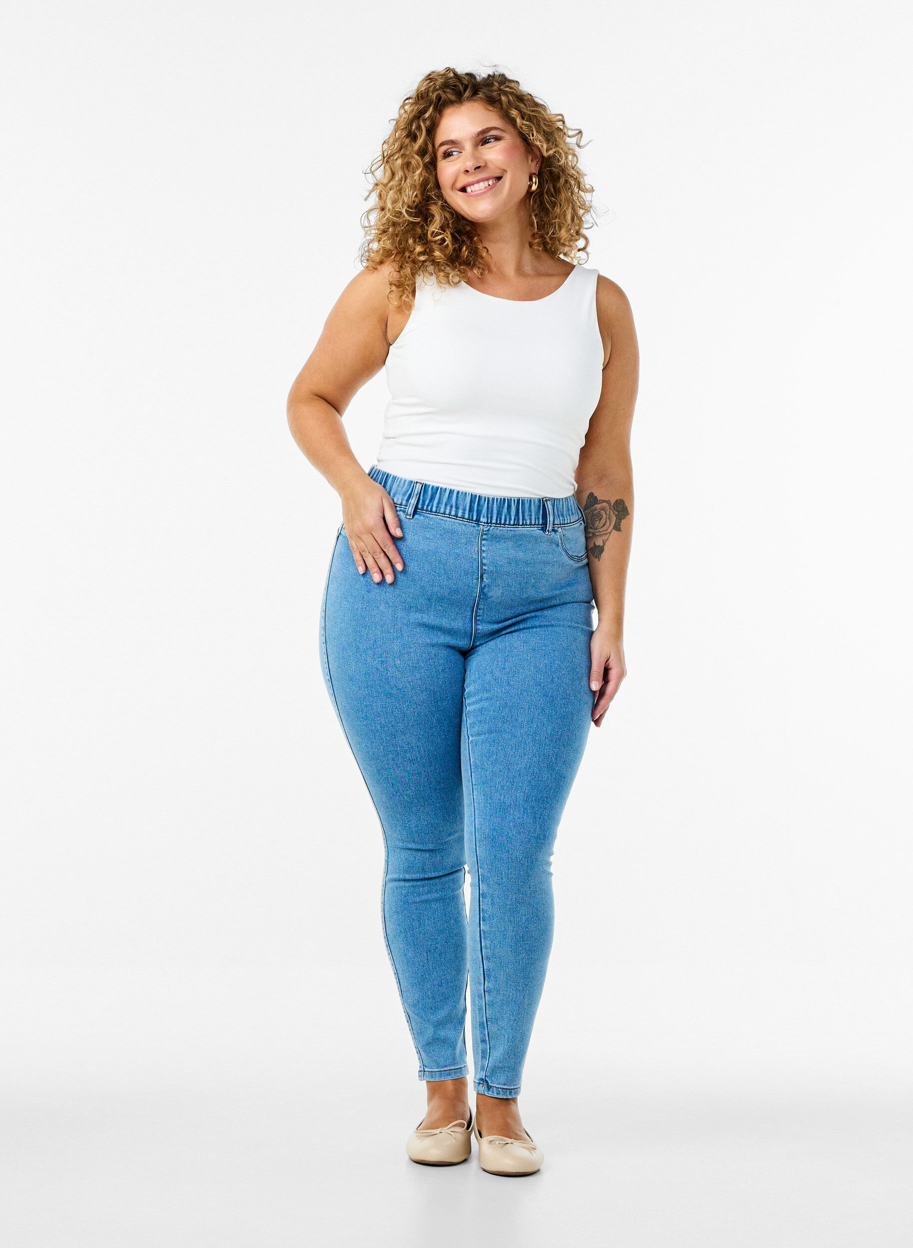 Zizzifashion High-waisted jeggings, Light Blue, Model image number 0